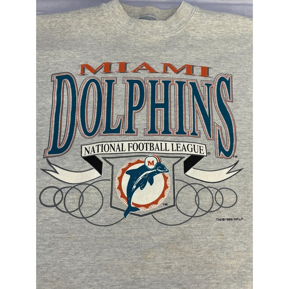 Miami Dolphins Logo 7 Men's XL NFL Sweatshirt Gray Crewneck Long Sleeve Vintage